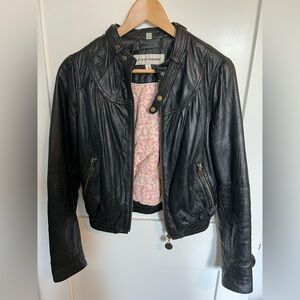 Vintage Y2K Steve Madden leather motorcycle jacket, black, medium